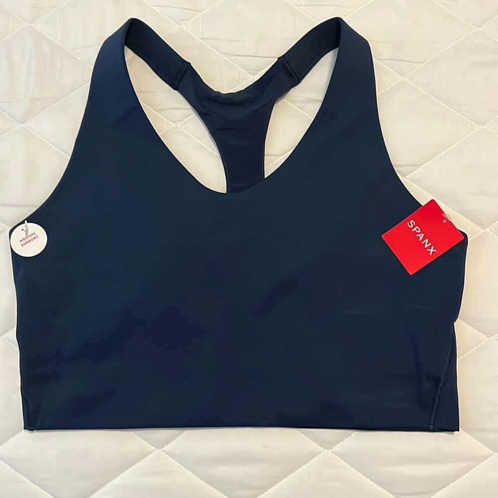 Spanx longline medium impact sports bra - midnight navy